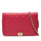Chanel Quilted CC Logo Chain Shoulder Bag Pink Caviar Leather