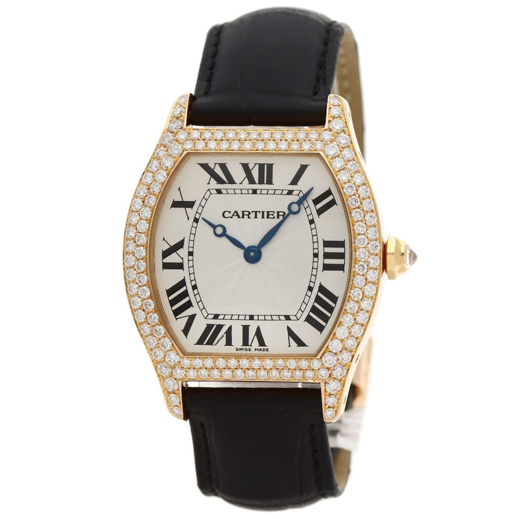 Cartier Tortu LM Diamond Watch 18K Pink Gold Leather