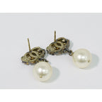 Chanel CC Logo Faux Pearl Earrings Gold Plated White — view 2