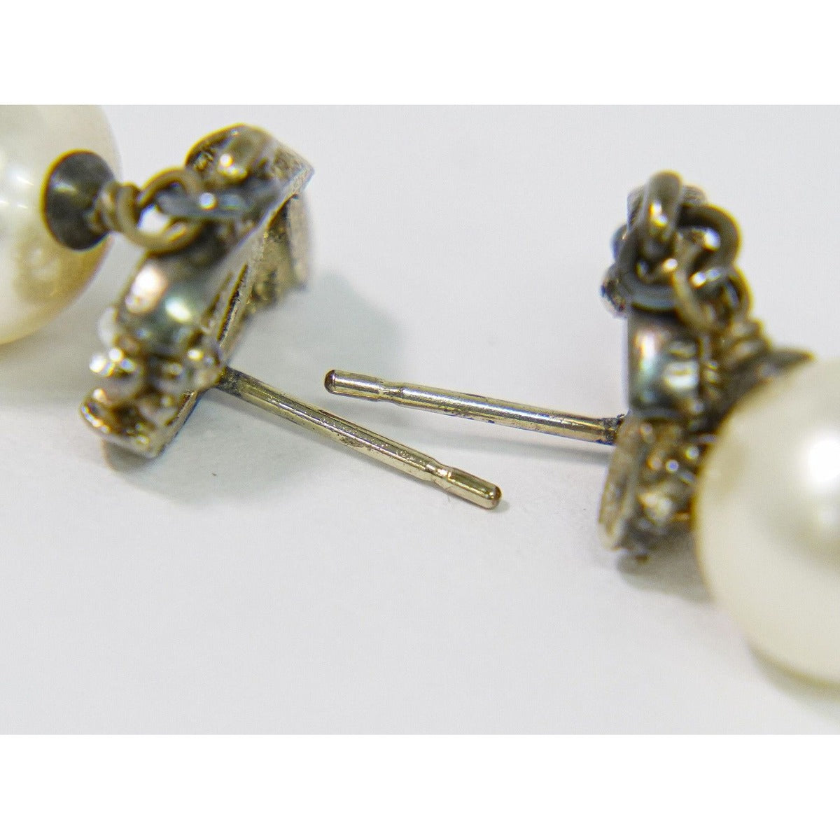 Chanel CC Logo Faux Pearl Earrings Gold Plated White — view 3