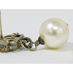 Chanel CC Logo Faux Pearl Earrings Gold Plated White — view 5