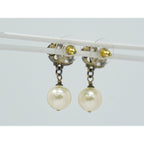 Chanel CC Logo Faux Pearl Earrings Gold Plated White — view 8