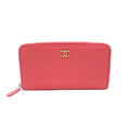 Chanel Lucky Crowbar Zip Around Leather Pink Wallet Gold