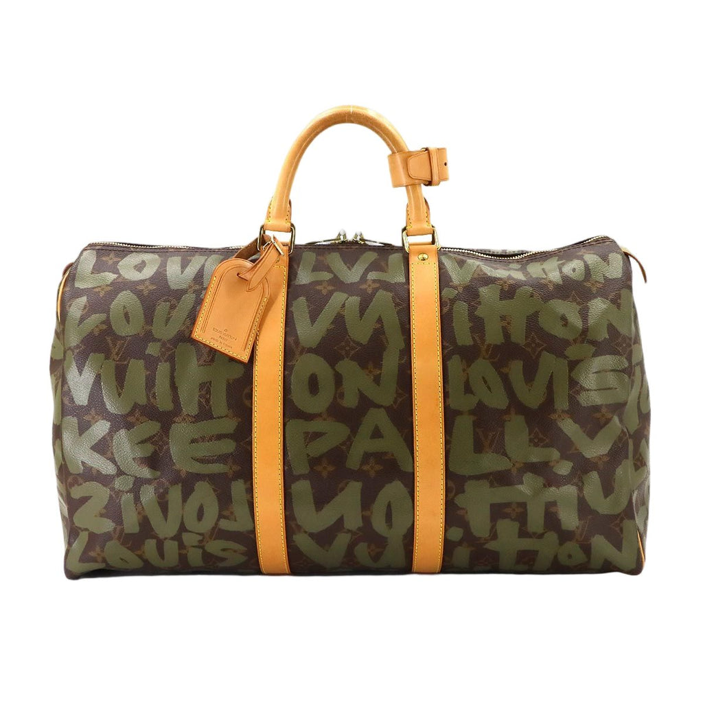 Louis Vuitton Monogram Graffiti Keepall 50 Boston Bag Khaki