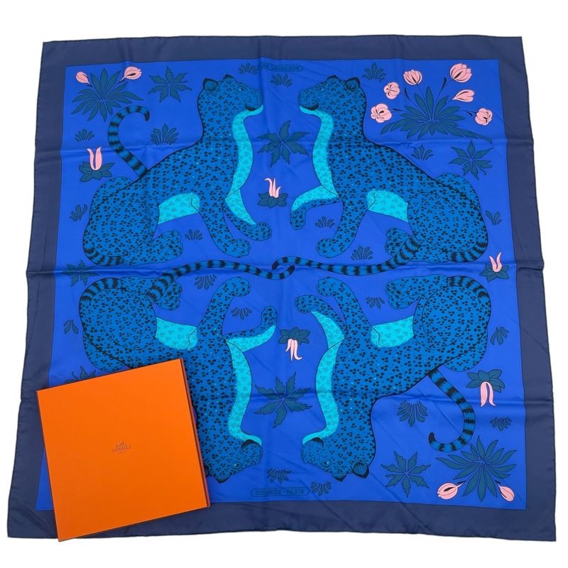 Hermes Carre 90 Scarf LES Leopard 100% Silk
