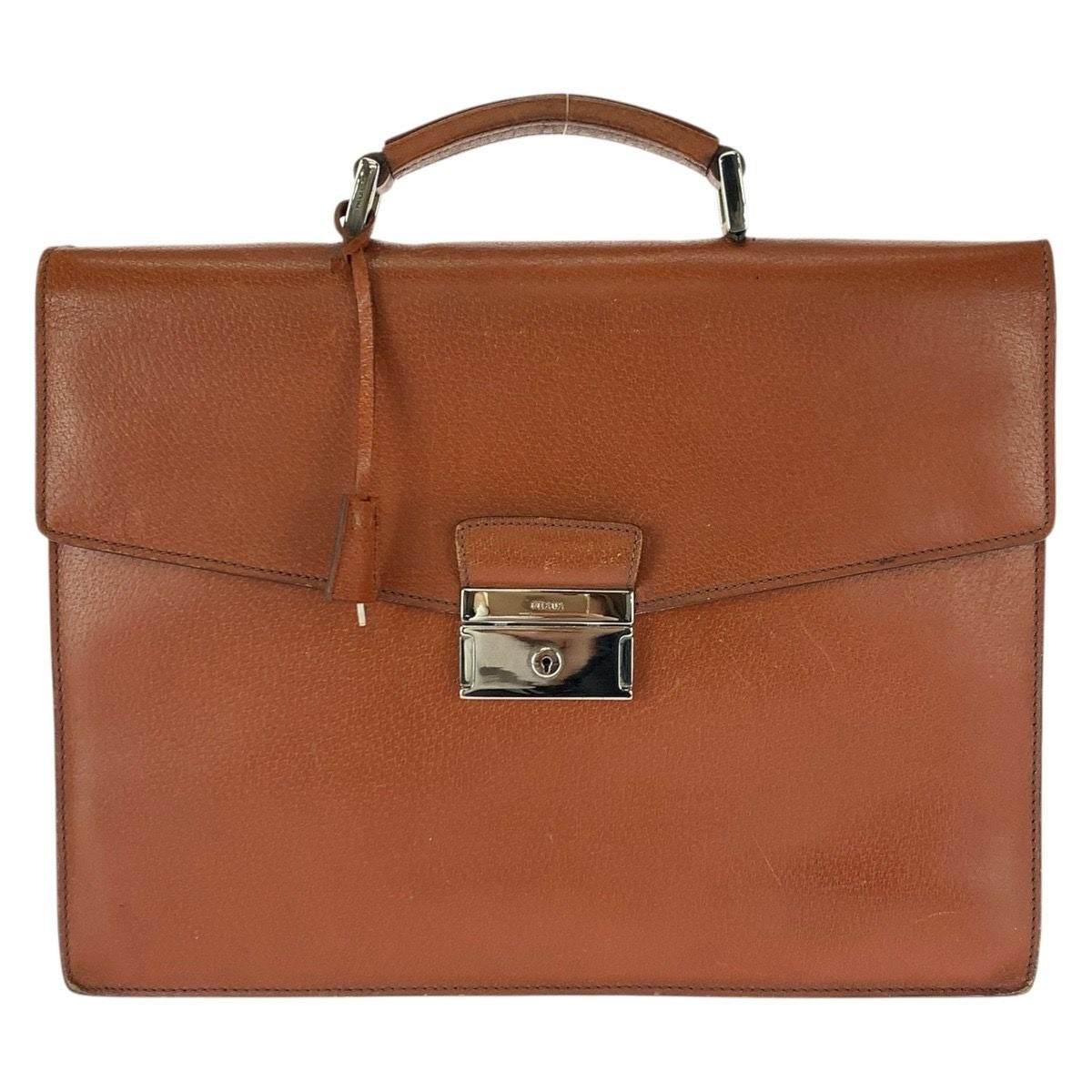 Prada Brown Silver Leather Business