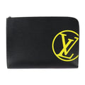 Louis Vuitton Pochette Jules GM Clutch Bag Leather Black Yellow Silver