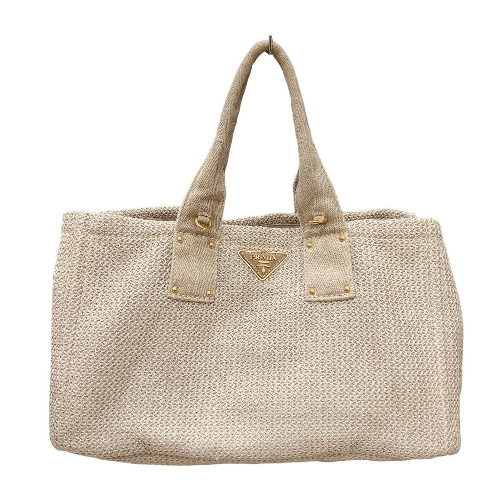 Prada Canvas 2-Way Bag Canapa Tote Beige
