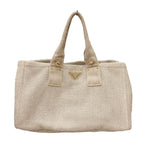 Prada Canvas 2-Way Bag Canapa Tote Beige