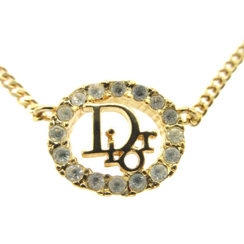 Christian Dior Vintage Logo Oval Necklace Metal Gold 0290 — view 2