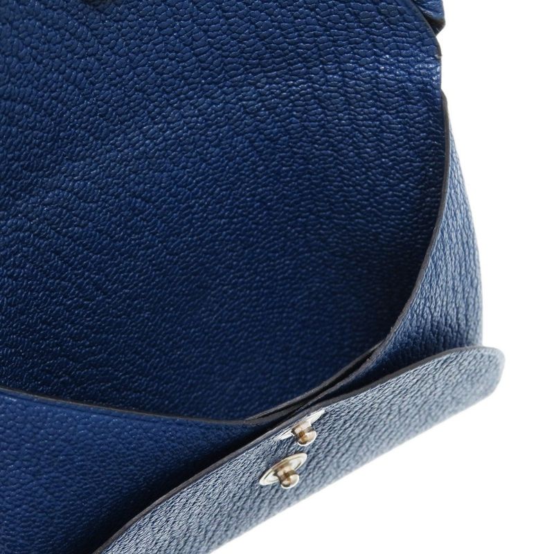 Hermes Calvi Duo Chevre Deep Blue Engraved B 0850 Card Case — view 7