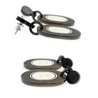 Hermes Earrings Fidelio Village PM Buffalo Horn Dark Brown White — view 4