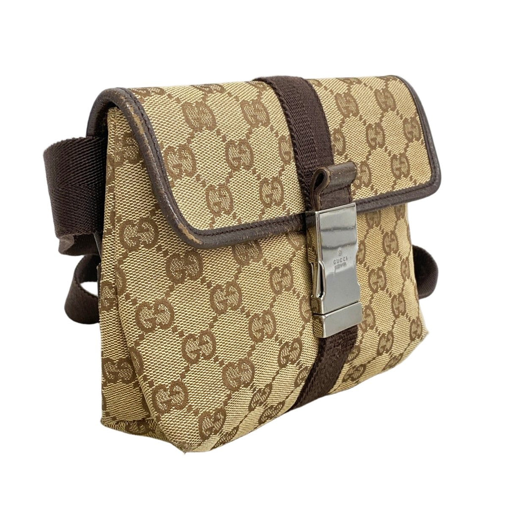 Gucci Waist Bag GG Canvas Beige Brown Silver — view 2