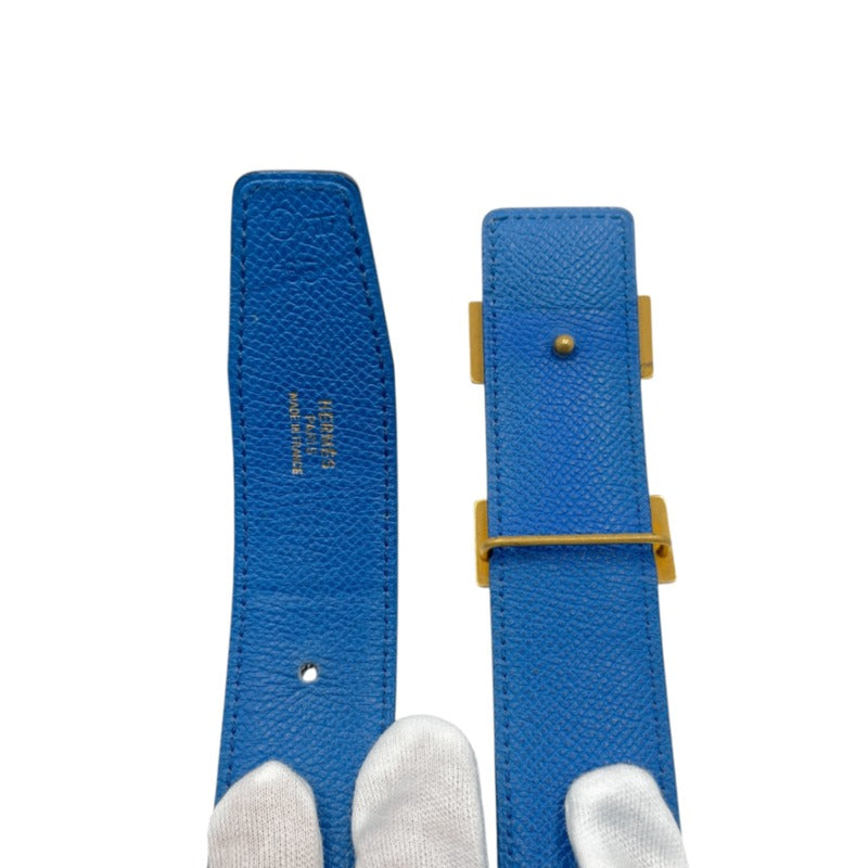 Hermes Constance H Buckle Reversible Belt Black Blue Gold Hardware — view 3