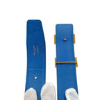 Hermes Constance H Buckle Reversible Belt Black Blue Gold Hardware — view 3