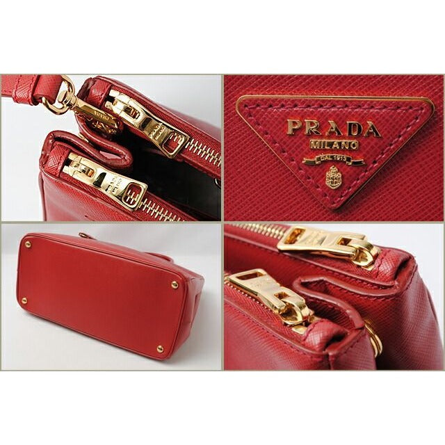 Prada Shoulder Bag B1786 T Saffiano Fuoco Red With 2 way Strap — view 2
