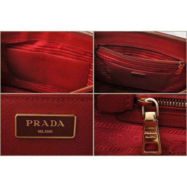 Prada Shoulder Bag B1786 T Saffiano Fuoco Red With 2 way Strap — view 3