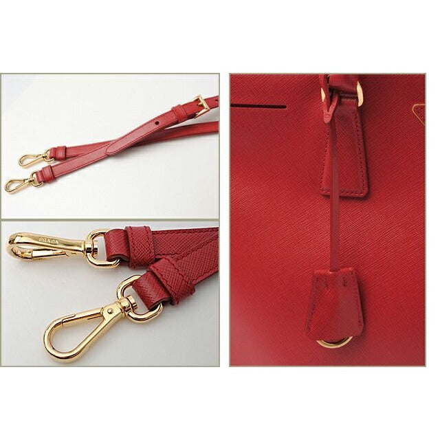 Prada Shoulder Bag B1786 T Saffiano Fuoco Red With 2 way Strap — view 4