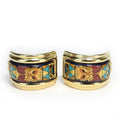 Hermes Earrings Emile Metal Cloisonne Multicolor Gold Navy Blue Lion Accessory