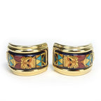Hermes Earrings Emile Metal Cloisonne Multicolor Gold Navy Blue Lion Accessory — view 2