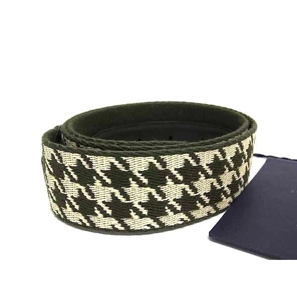Prada Canvas and Leather Staggered Pattern Belt Size Indicated 95/38 — view 2