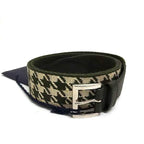 Prada Canvas and Leather Staggered Pattern Belt Size Indicated 95/38