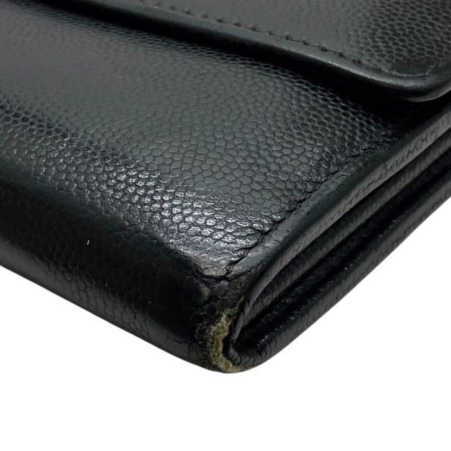Chanel Sebulga Fold Long Wallet Coco Mark Caviar Leather Black — view 3