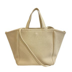 Celine 2-Way Tote Hand Small Fold Cover Shoulder Bag Beige