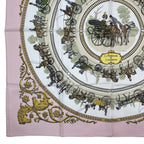 Hermes Scarf Silk Carre 90 la Promenade de Longchamps Walk to Long Chien Pink — view 4