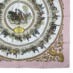 Hermes Scarf Silk Carre 90 la Promenade de Longchamps Walk to Long Chien Pink — view 5