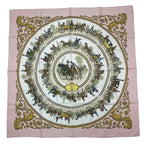 Hermes Scarf Silk Carre 90 la Promenade de Longchamps Walk to Long Chien Pink