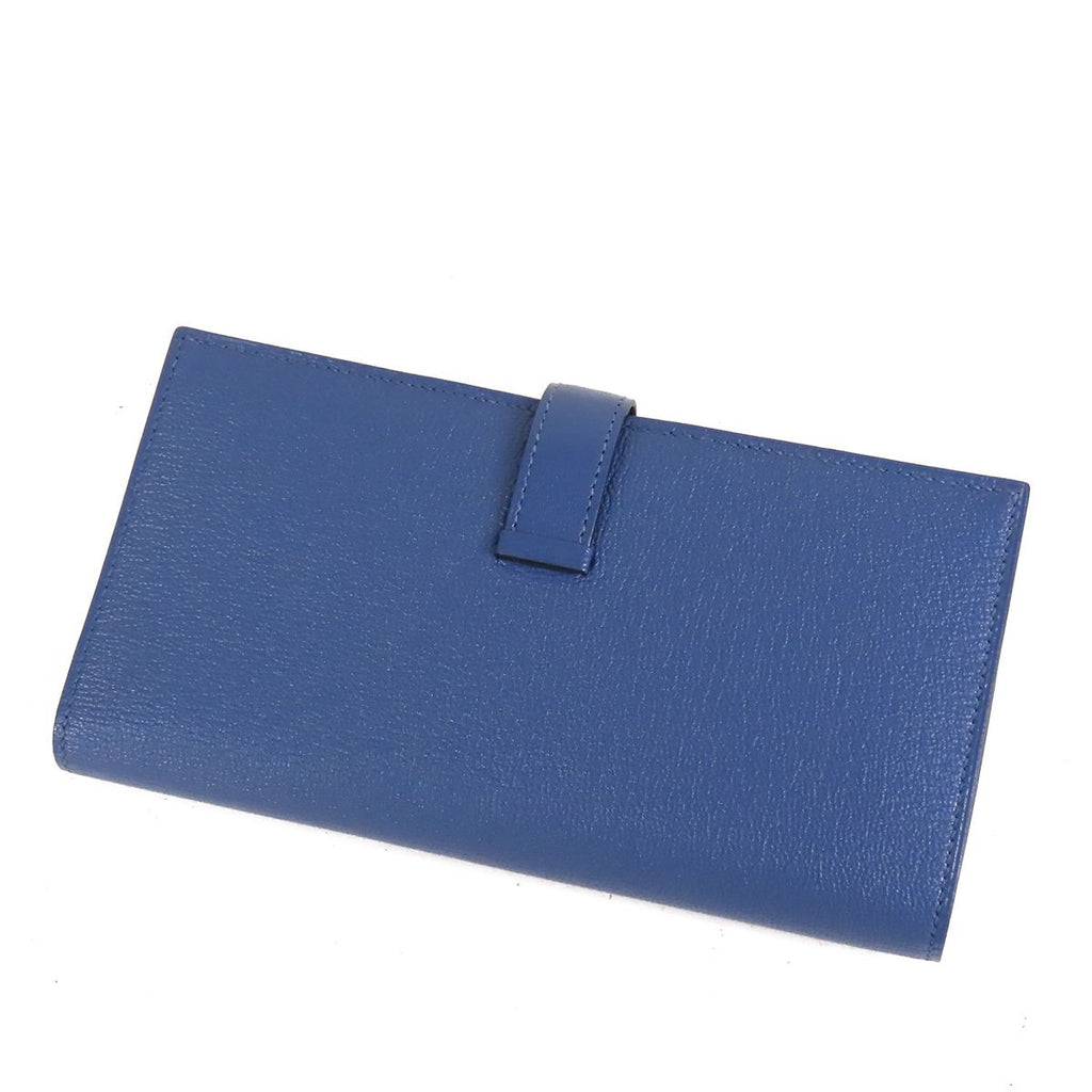 Hermes Bearn Soufflet Blue Brighton Silver Chevre Wallet — view 2