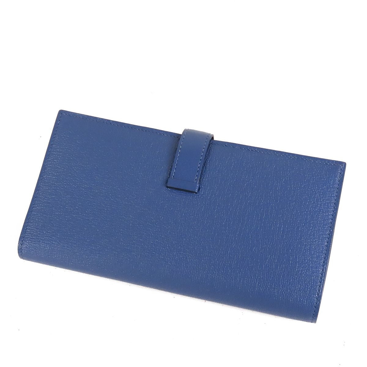Hermes Bearn Soufflet Blue Brighton Silver Chevre Wallet — view 2