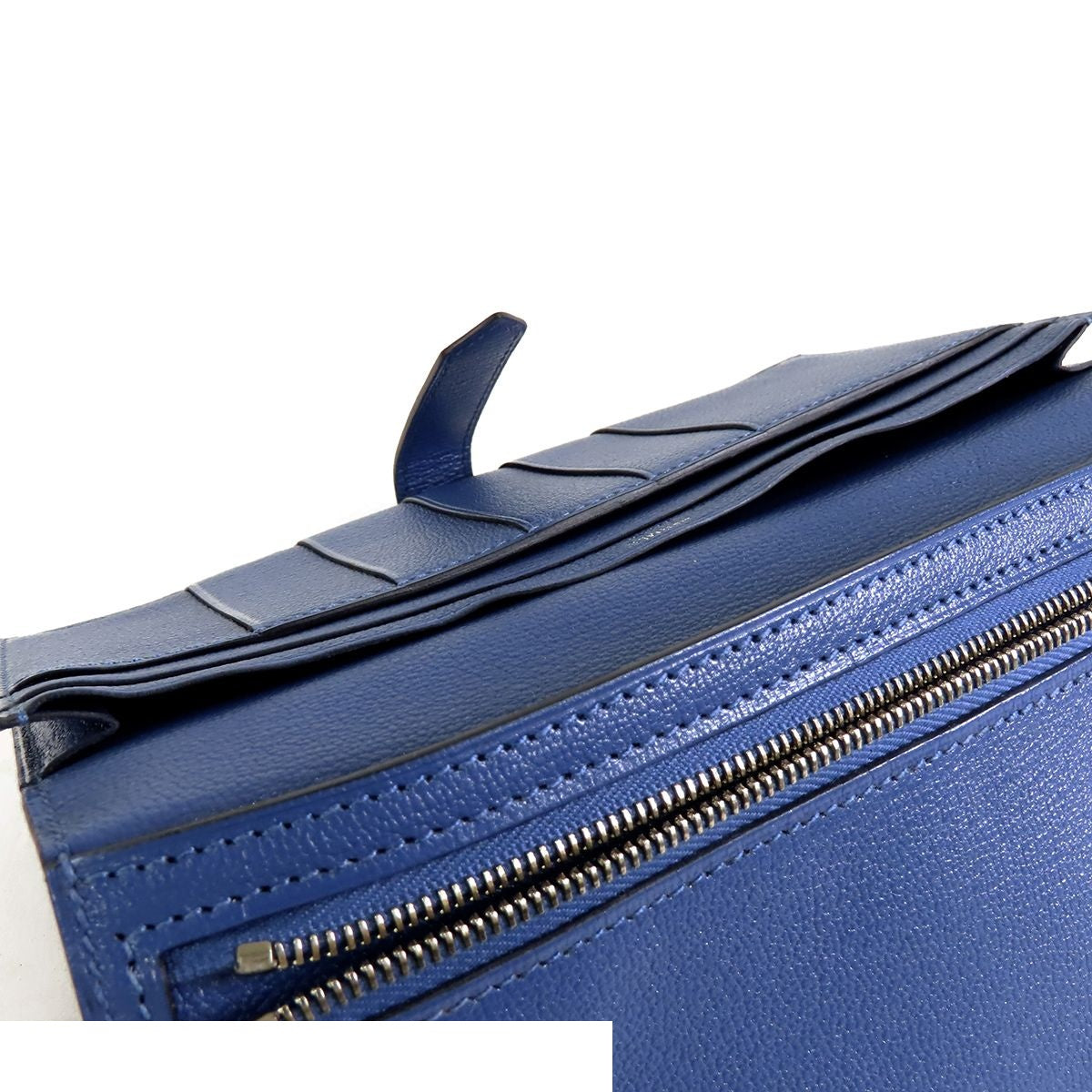 Hermes Bearn Soufflet Blue Brighton Silver Chevre Wallet — view 5