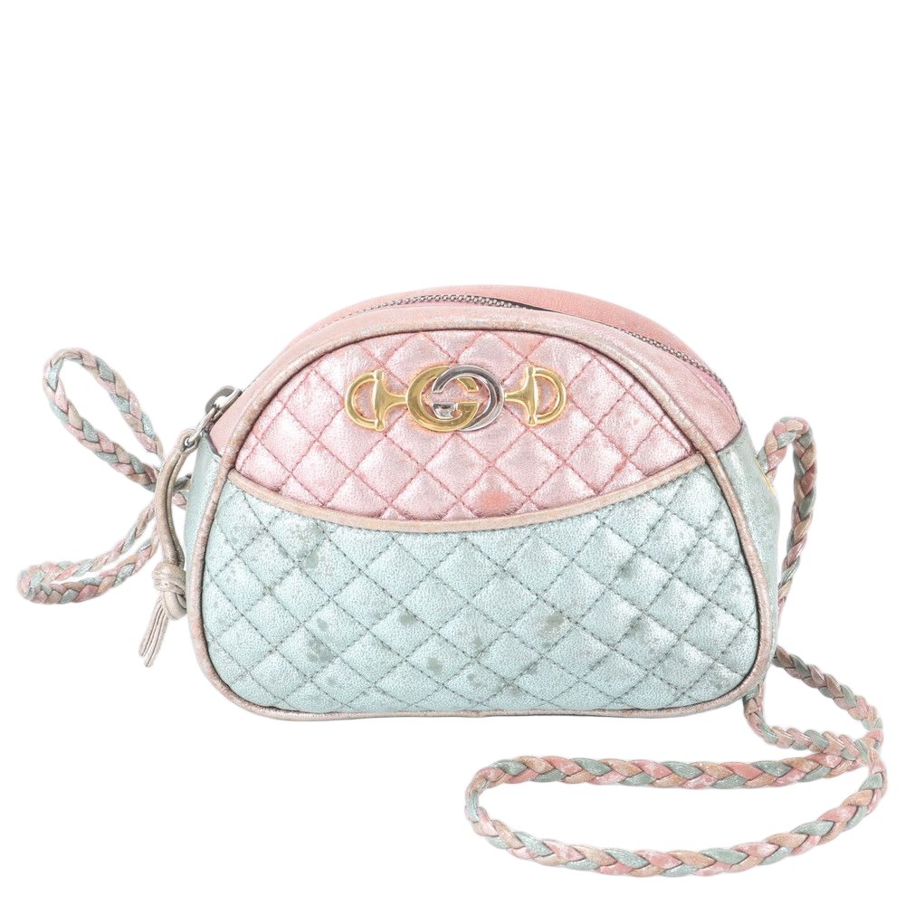 Gucci Horsebit Laminated Quilted Leather Shoulder Bag Crossbody