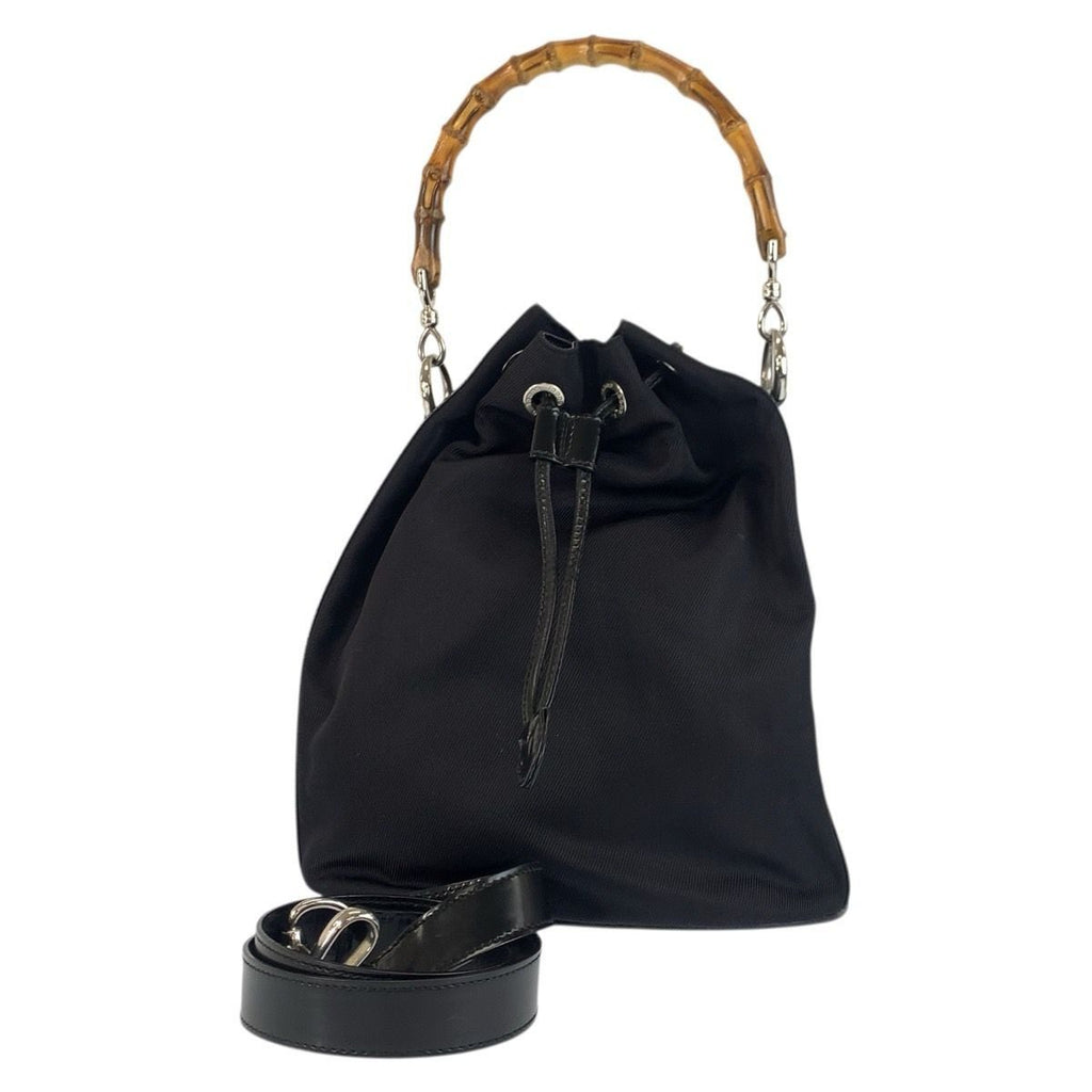 Gucci Bamboo Black Silver Nylon 001 0 2-Way Shoulder Bag