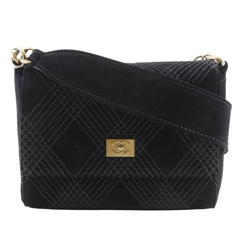Chanel Wild Stitch Suede Black Shoulder Bag