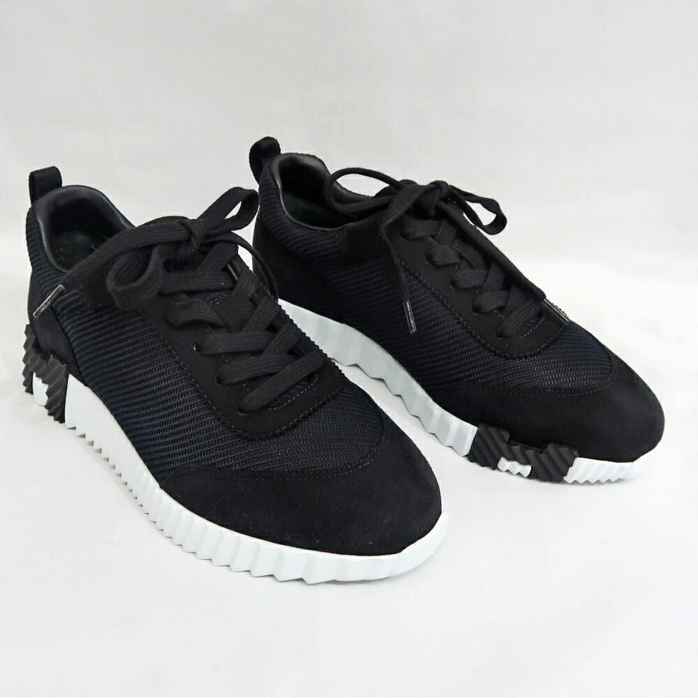Hermes Bouncing Sneakers 38 Black Mesh Leather Shoes — view 3