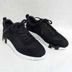 Hermes Bouncing Sneakers 38 Black Mesh Leather Shoes — view 3