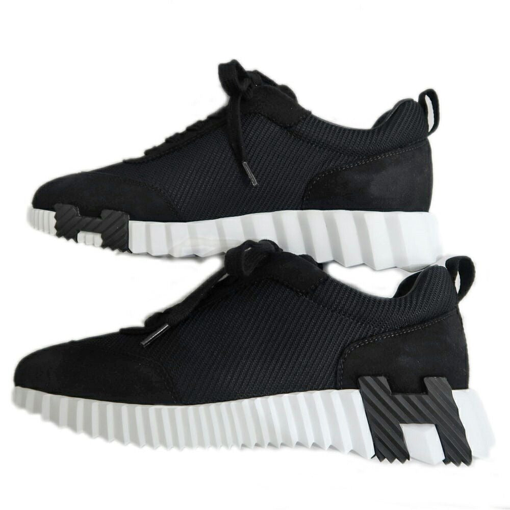 Hermes Bouncing Sneakers 38 Black Mesh Leather Shoes — view 5