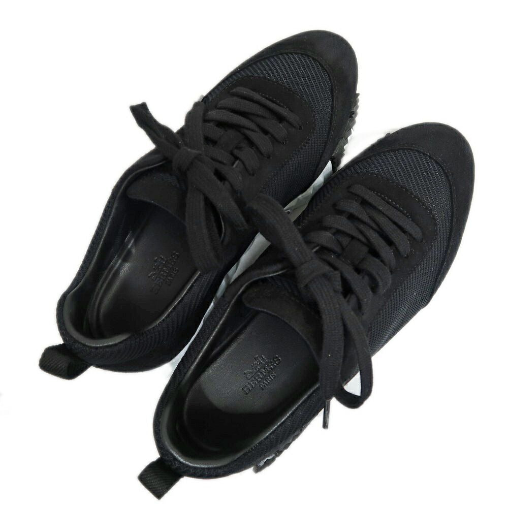 Hermes Bouncing Sneakers 38 Black Mesh Leather Shoes — view 7
