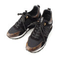 Louis Vuitton Monogram Run Away Sneakers Shoes Black Brown 38 X