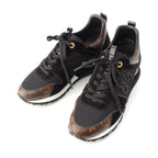 Louis Vuitton Monogram Run Away Sneakers Shoes Black Brown 38 X