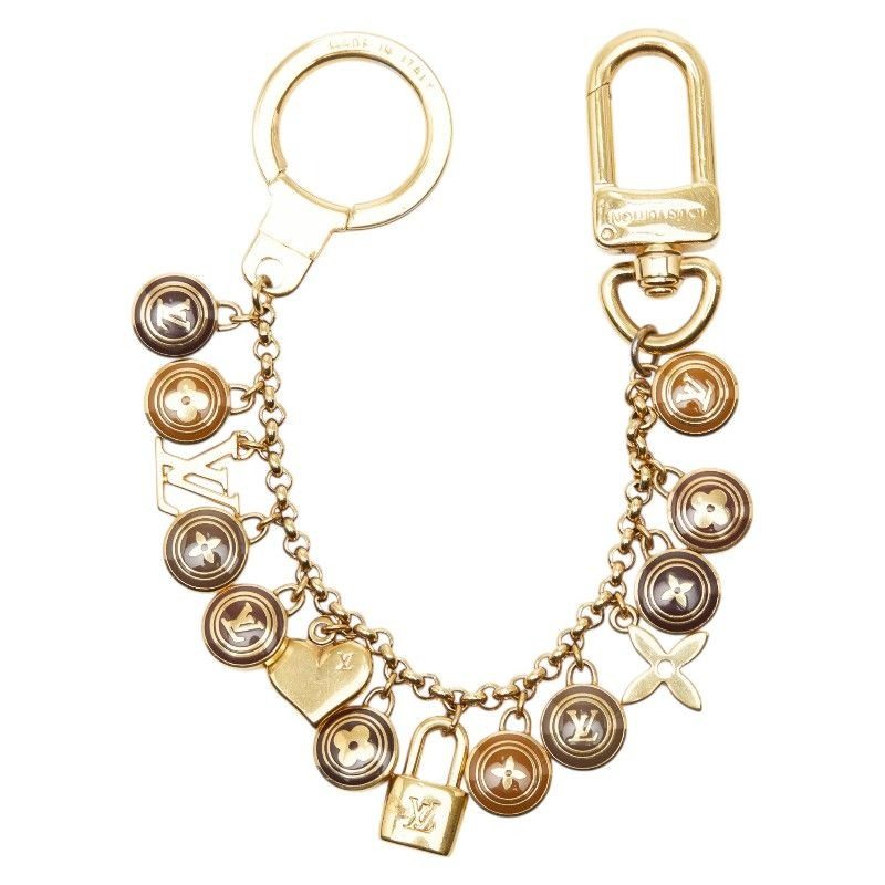 Louis Vuitton Porte Cles Chenne Pastille Key Holder Charm Gold Brown Plated