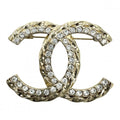 Chanel Brooch CC Logo Rhinestone Gold
