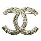 Chanel Brooch CC Logo Rhinestone Gold