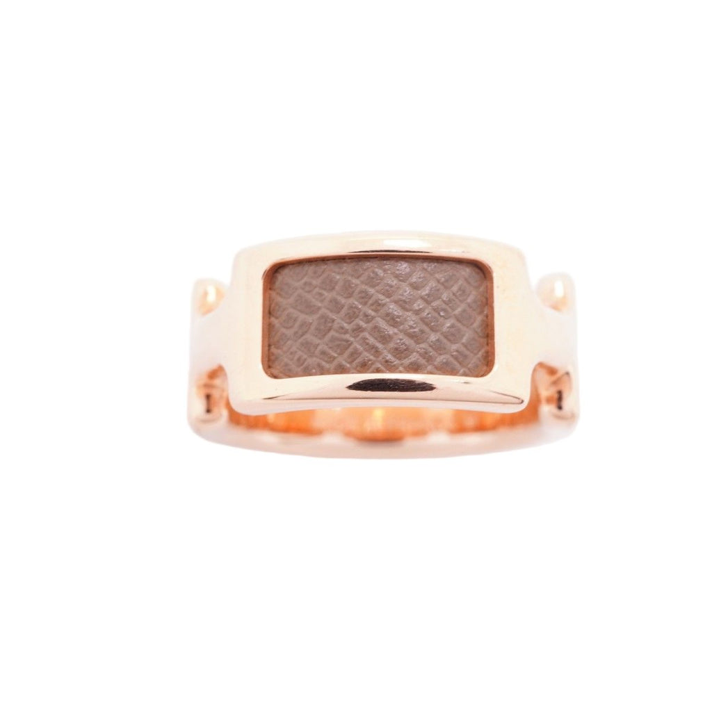 Hermes Ring Olympe PM Gold Plated Leather Brown Pink — view 2