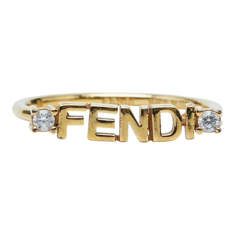 Fendi Logo Ring M Gold Plated Crystal