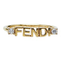 Fendi Logo Ring M Gold Plated Crystal