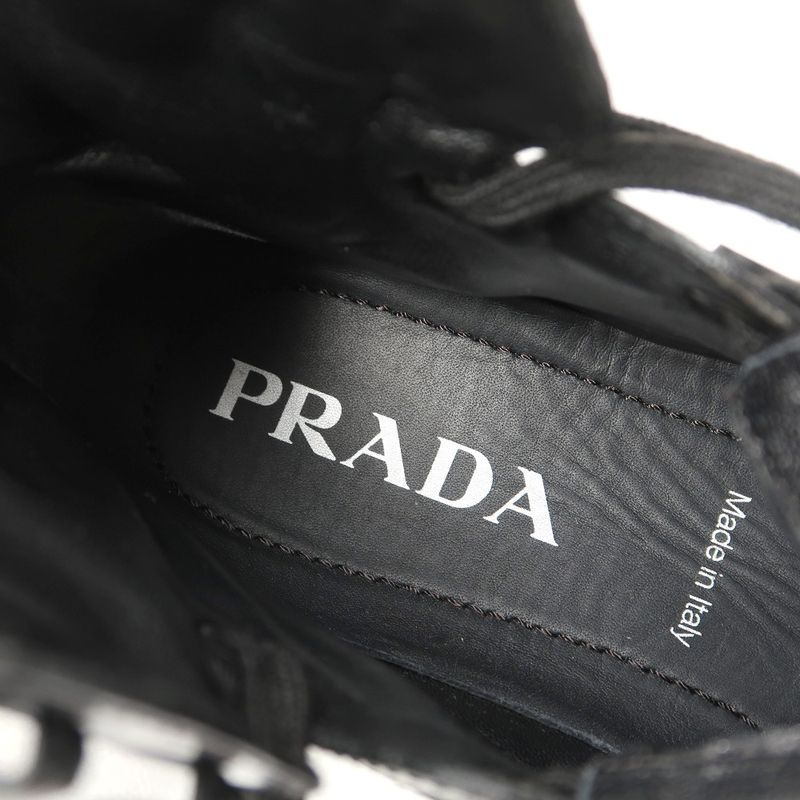 Prada Macro HIGH TOP Sneakers Size 37 Cut Triangle Logo Re-nylon — view 9